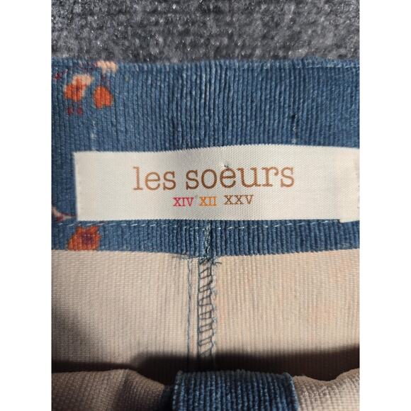 Les Soeurs Skirt Womens Small Blue Floral Corduroy Button Front Lizard Thicket - Picture 3 of 9